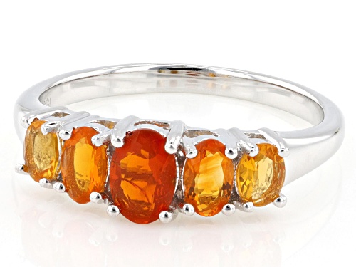 Pre-Owned 0.76ctw Fire Opal Rhodium Over Sterling Silver Ring - Size 7