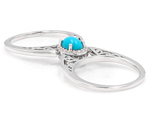 Pre-Owned Sleeping Beauty Turquoise with 1.04ctw Glacier Topaz™ & Zircon Rhodium Over Silver Reversi - Size 9
