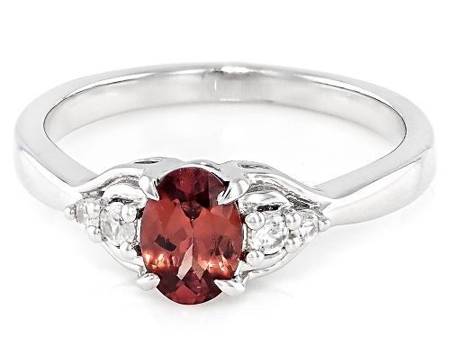 Pre-Owned 0.93ct Blush Zircon and 0.12ctw White Zircon Rhodium Over Sterling Silver Ring - Size 6