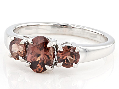Pre-Owned 1.61ctw Blush Zircon Rhodium Over Sterling Silver 3-Stone Ring - Size 10