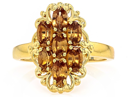 Pre-Owned 1.96ctw Imperial Zircon 18k Yellow Gold Over Sterling Silver Ring - Size 8