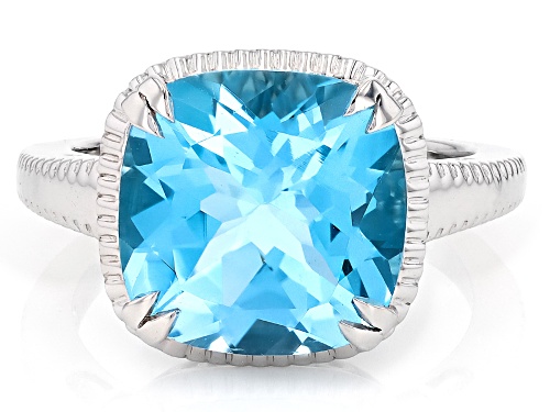 Pre-Owned 7.65ct Glacier Topaz™ Rhodium Over Sterling Silver Ring - Size 7