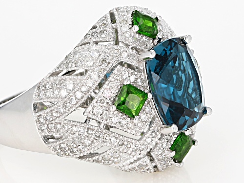 Park Avenue Collection®  3.24ct London Blue Topaz & 1.42ctw Multi-Gemstone 14k White Gold Ring - Size 5