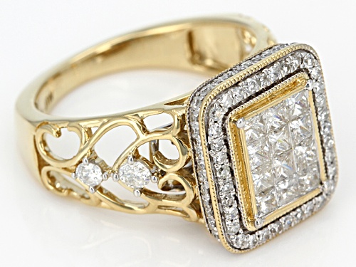 Park Avenue Collection® 1.25ctw Princess Cut And Round White Diamond 14k Yellow Gold Quad Ring - Size 10