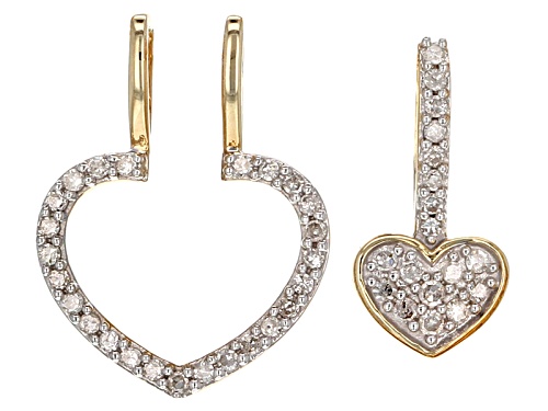 Park Avenue Collection® .22ctw Round White Diamond 14k Yellow Gold Heart Pendant With 18