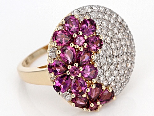 Park Avenue Collection® 2.99ctw Grape Color Garnet And .83ctw White Diamond 14k Yellow Gold Ring - Size 4