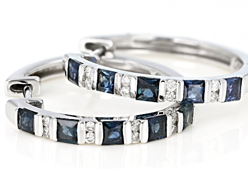 Park Avenue Collection(R) 1.04ctw Blue Sapphire And 0.11ctw White Diamond 14k White Gold Earrings