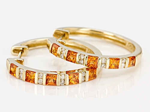 Park Avenue Collection(R) 1.04ctw Orange Sapphire And .11ctw White Diamond 14k Yellow Gold Earrings
