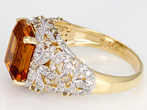 Park Avenue Collection® Madeira Citrine and Champagne & White Diamond 14k Yellow Gold Ring 3.93ctw - Size 9