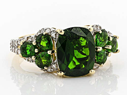 Park Avenue Collection® 4.32ctw Chrome Diopside and .33ctw Round White Diamond 14k Yellow Gold Ring - Size 5