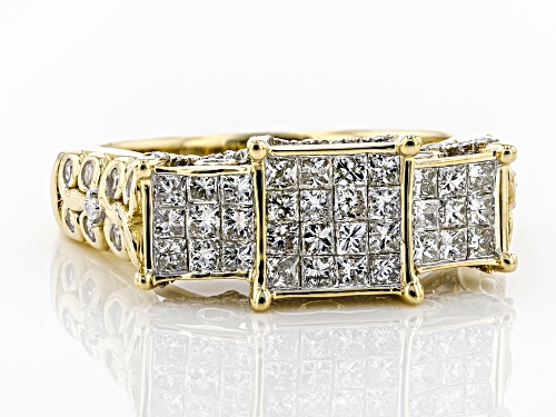 Park Avenue Collection® 1.25ctw Princess Cut And Round White Diamond 14K Yellow Gold Ring - Size 8