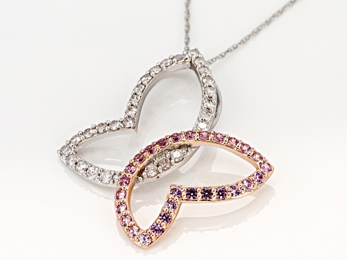 Park Avenue Collection(R).93ctw Diamond & Sapphire 14k White & Rose Gold Butterfly Pendant/Chain