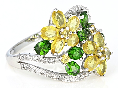 Park Avenue Collection® 3.26ctw Sapphire, Chrome Diopside & Diamond 14K White Gold Ring - Size 6