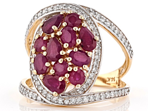 Park Avenue Collection® 2.30ctw Red Burmese Ruby And 0.35ctw White Diamond 14K Yellow Gold Ring - Size 6