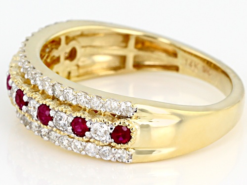 Park Avenue Collection® 0.18ctw Red Burmese Ruby & 0.51ctw White Diamond 14K Yellow Gold Ring - Size 6