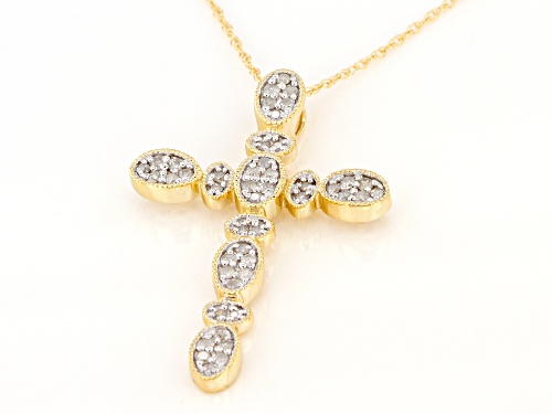 Park Avenue Collection® 0.25ctw Round White Diamond 14K Yellow Gold Cross Pendant With 18 Inch Chain