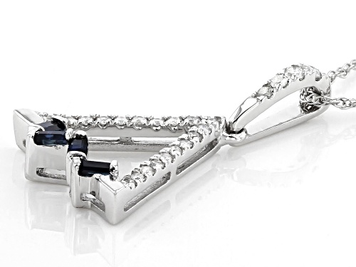 Park Avenue Collection® .12ctw Sapphire & .10ctw Diamond 14K White Gold Pendant With Rope Chain