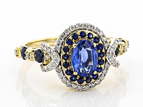 Park Avenue Collection® 1.27ctw Blue Kyanite & Blue Sapphire & .27ctw Diamond 14k Yellow Gold Ring - Size 9