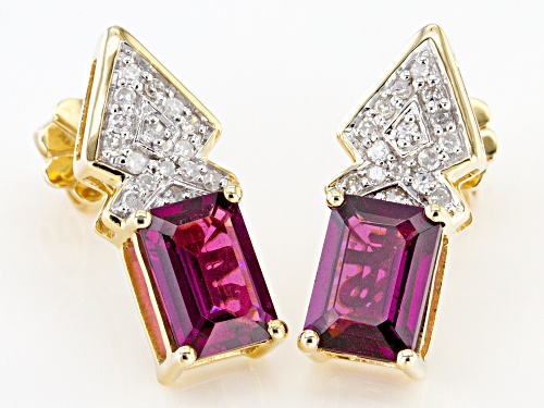 Park Avenue Collection® 2.55ctw Grape Color Garnet And 0.11ctw Diamond 14k Yellow Gold Drop Earrings
