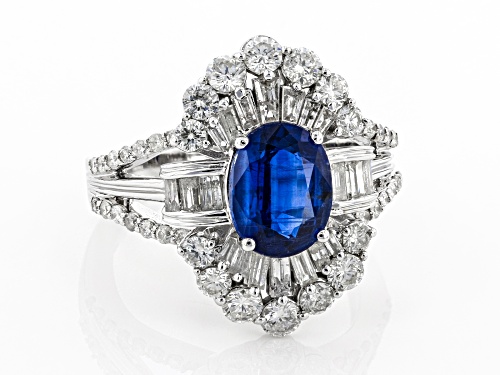 Park Avenue Collection® 1.80ct Blue Kyanite And 1.50ctw White Diamond 14k White Gold Cocktail Ring - Size 7