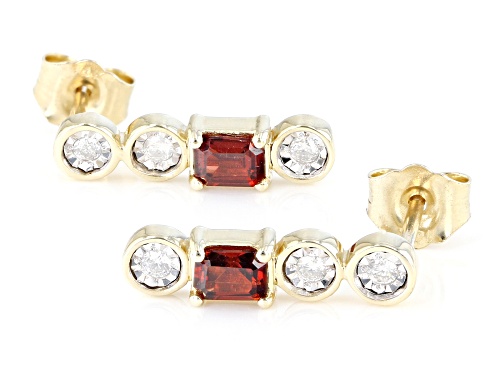 Park Avenue Collection® 0.50ctw Red Garnet & 0.10ctw White Diamond 14k Yellow Gold Drop Earrings