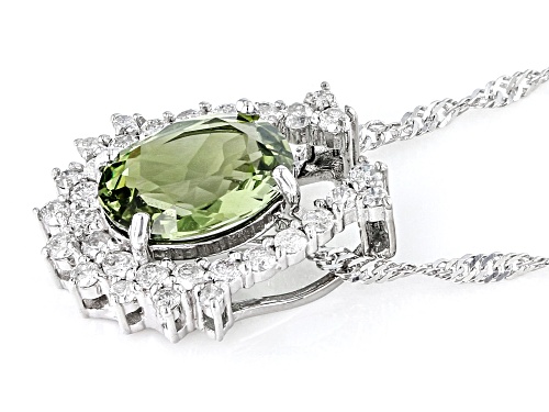 Park Avenue Collection® 1.11ct Green Tourmaline & 0.22ctw White Diamond 14k White Gold Pendant