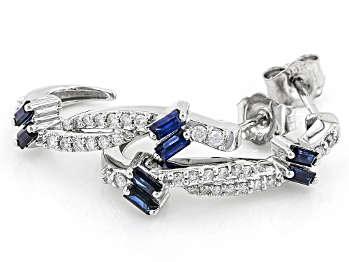 Park Avenue Collection® Blue Sapphire And White Diamond Rhodium Over 14K White Gold Earrings 0.89ctw