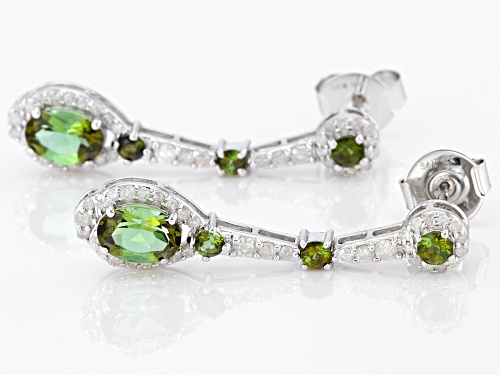 Park Avenue Collection® 2.66ctw Round Green Tourmaline And White Diamond 14k White Gold Earrings