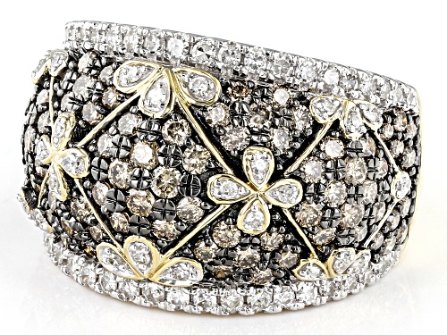 Park Avenue Collection® 2.00ctw Round Champagne And White Diamond 14k Yellow Gold Dome Ring - Size 8