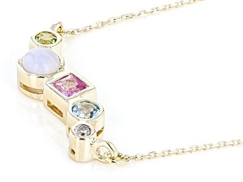Park Avenue Collection® Multi-Gemstone 14k Yellow Gold Bar Necklace 0.52ctw - Size 18