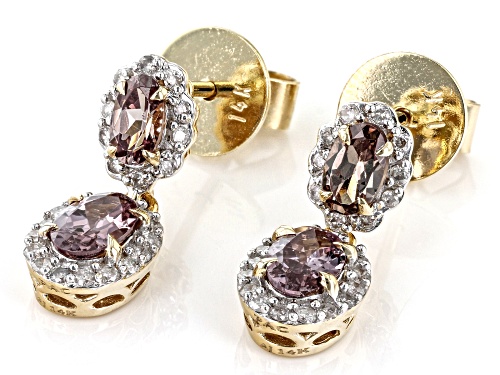 Park Avenue Collection® Color-Shift Blush Garnet And White Diamond 14k Yellow Gold Earrings 1.70ctw