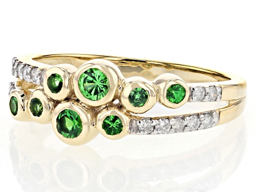 Park Avenue Collection® 0.35ctw Tsavorite Garnet And 0.15ctw White Diamond 14k Yellow Gold Band Ring - Size 4
