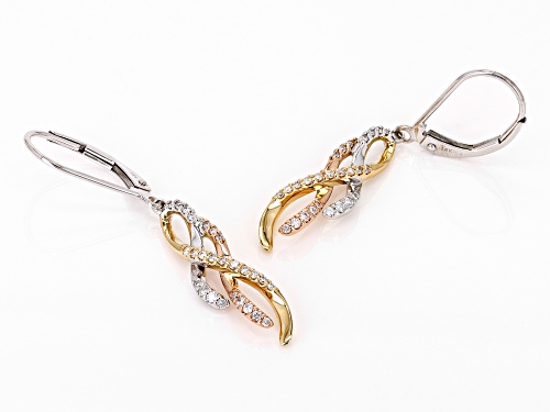 Park Avenue Collection® 0.25ctw Round White Diamond 14k Tri-Tone Gold Dangle Earrings