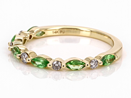 Park Avenue Collection® 0.63ctw Tsavorite Garnet And 0.16ctw White Diamond 14k Yellow Gold Band Ring - Size 8