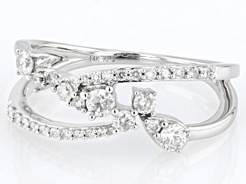Park Avenue Collection® 0.50ctw Round White Diamond 14k White Gold Bypass Ring - Size 8