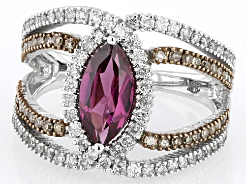 Park Avenue Collection® Rhodolite With Champagne  And White Diamond 14k White Gold Ring 2.23ctw - Size 5