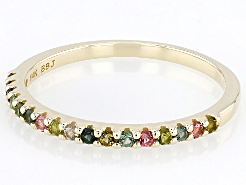 Park Avenue Collection® 0.22ctw Round Multi Color Tourmaline 14k Yellow Gold Band Ring - Size 4.5