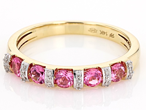 Park Avenue Collection® .50ctw Pink Spinel And .05 White Diamond 14k Yellow Gold Band Ring - Size 7