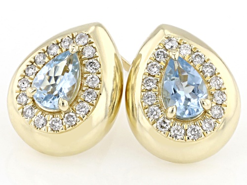Park Avenue Collection® Santa Maria Aquamarine & White Diamond 14k Yellow Gold Earrings 0.89ctw