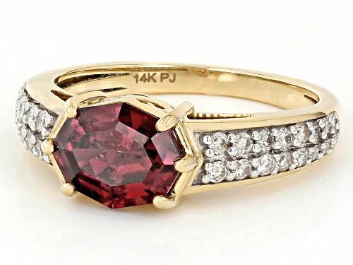 Park Avenue Collection® 2.27ct Red Zircon and 0.37ctw White Diamond 14k Yellow Gold Ring - Size 7