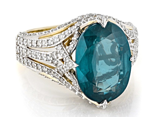 Park Avenue Collection® 6.25ct Teal Kyanite And 1.01ctw White Diamond 14k Yellow Gold Ring - Size 11