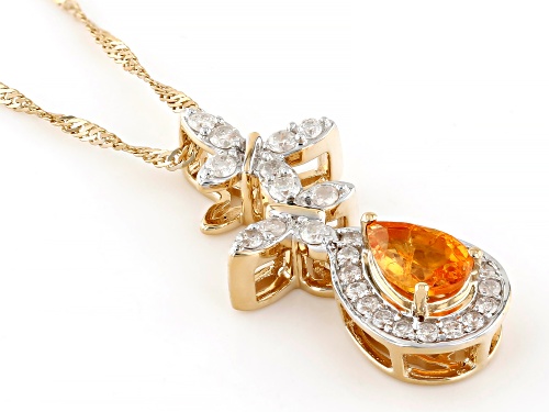 Park Avenue Collection® Spessartite And White Diamond 14k Yellow Gold Pendant & Chain 0.58ctw