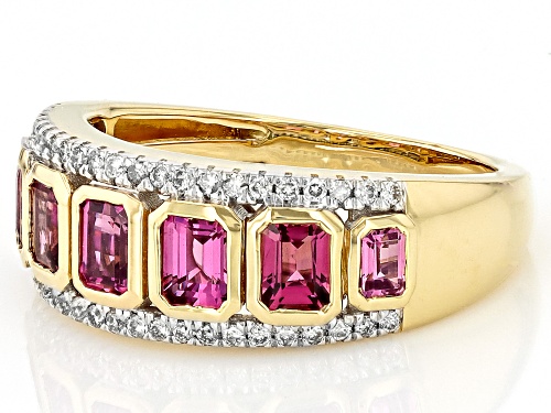 Park Avenue Collection® Malawi Magenta Garnet & White Diamond 14k Yellow Gold Ring 1.55ctw - Size 9