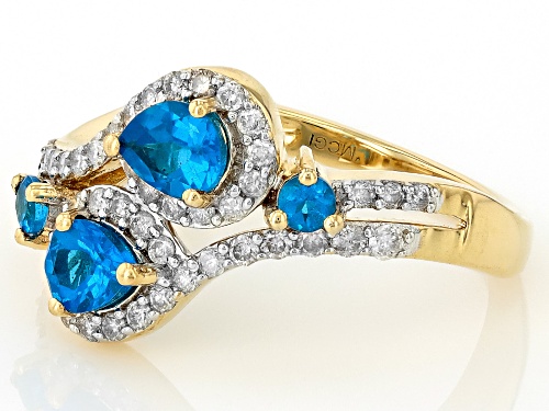 Park Avenue Collection® .67ctw Neon Apatite And 0.33ctw White Diamond 14k Yellow Gold Ring - Size 5