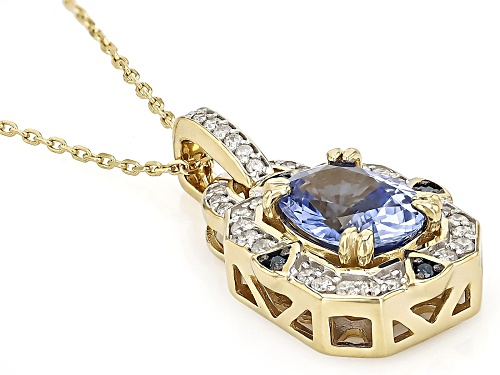 Park Avenue Collection® Ceylon Sapphire And Diamond 14k Yellow Gold Pendant And Chain 1.32ctw