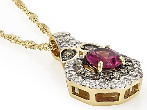 Park Avenue Collection® Grape Color Garnet And Diamond 14k Yellow Gold Pendant And Chain 0.70ctw