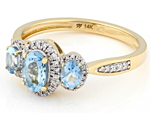 Park Avenue Collection® 0.59ctw Santa Maria Aquamarine and 0.30ctw Diamond 14k Yellow Gold Ring - Size 7