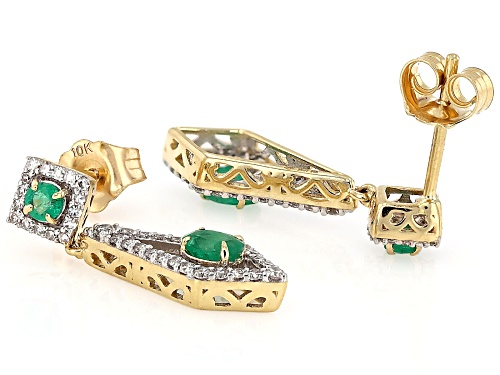 Park Avenue Collection® Zambian Emerald And Diamond 10k Yellow Gold Earrings 0.69ctw