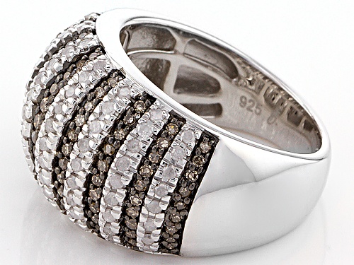 Park Avenue™ 1.03ctw Round Champagne And White Diamond Rhodium Over Silver Dome Ring - Size 5