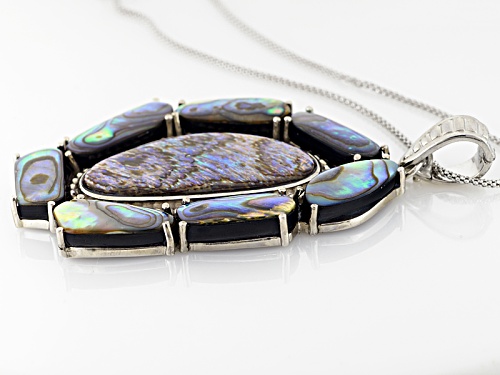 Pacific Style™ Free Form Abalone Shell Sterling Silver Enhancer With Chain